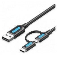 CABLE USB 2.0/M MICRO USB/M-USB-C/M 0.5 M NEGRO VENTION