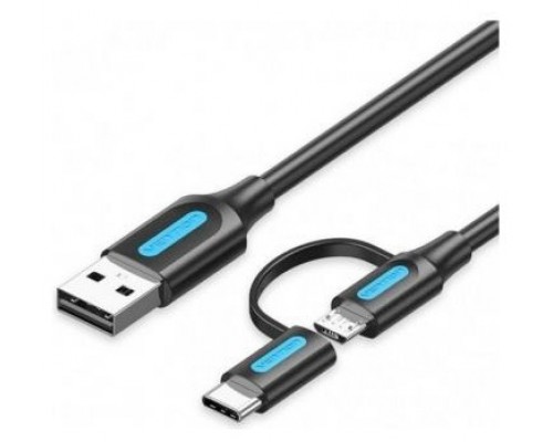 CABLE USB 2.0/M MICRO USB/M-USB-C/M 0.5 M NEGRO VENTION