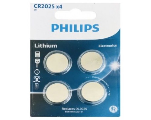 PACK DE 5 PILAS DE BOTÃ?N PHILIPS CR2025P5/01B LITHIUM/ 3V