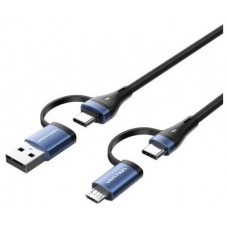 CABLE USB 2.0 TIPO USB-C/M-USB/M USB-C/M-MICROUSB/M 1 M NEGRO/AZUL VENTION