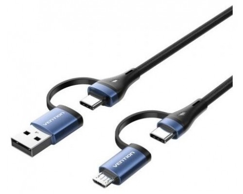 CABLE USB 2.0 TIPO USB-C/M-USB/M USB-C/M-MICROUSB/M 1 M NEGRO/AZUL VENTION