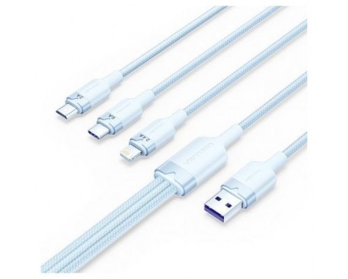 CABLE USB 2.0 A USB-C + MICROUSB/M + LIGHTNING 1.5 M AZUL VENTION