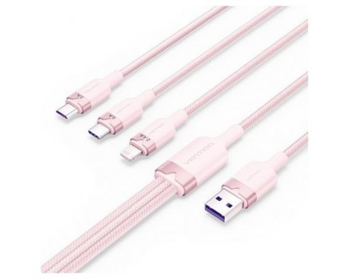 CABLE USB 2.0 A USB-C + MICROUSB/M + LIGHTNING 1.5 M ROSA VENTION