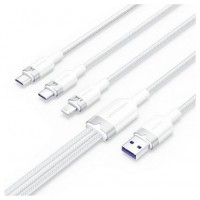 CABLE USB 2.0 A USB-C + MICROUSB/M + LIGHTNING 1.5 M BLANCO VENTION