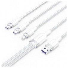 CABLE USB 2.0 A USB-C + MICROUSB/M + LIGHTNING 1.5 M BLANCO VENTION