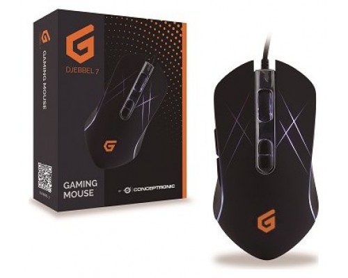 MOUSE RATON GAMING CONCEPTRONIC DJEBBEL01B USB - 3200DPI - ILUMINACION LED - CABLE USB T·