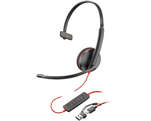 Auriculares poly monoaurales blackwire 3210 usb - c