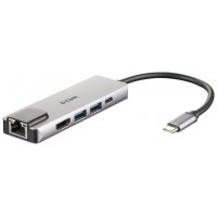 HUB D-LINK USB-C 5 EN 1 CON HDMI / ETHERNET / USB-C ALIMENTADO