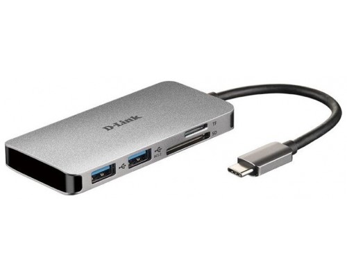 HUB D-LINK USB-C 6EN1 CON HDMI / 2xUSB3.0 / USB-C ALIMENTADO/ LECTOR DE TARJETAS