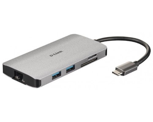 HUB D-LINK USB-C 8 EN 1 CON HDMI / ETHERNET / USB-C ALIMENTADO / LECTOR DE TARJETAS