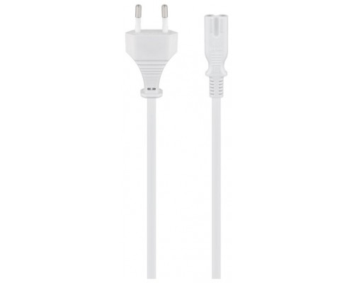 CABLE DE ALIMENTACION EURO A IEC C7 BLANCO, 1,80 METROS.