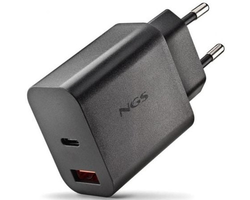 CARGADOR PARED GaN USB-C + USB-A 20W NEGRO NGS