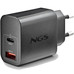 CARGADOR PARED GaN USB-C + USB-A 20W NEGRO NGS