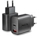 CARGADOR PARED GaN USB-C + USB-A 20W NEGRO NGS