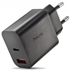 CARGADOR PARED GaN USB-C + USB-A 30W NEGRO NGS