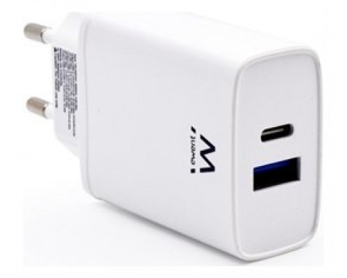 CARGADOR MOVIL EWENT CARGA RAPIDA PUERTOS USB-C Y USB-A 20W BLANCO