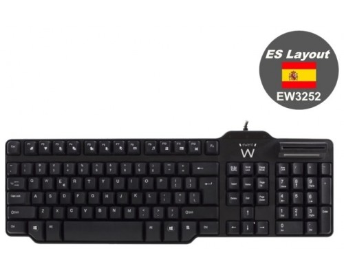 TECLADO EWENT USB CON LECTOR DE TARJETAS INTELIGENTE DISEÑO QWERTY (ES)