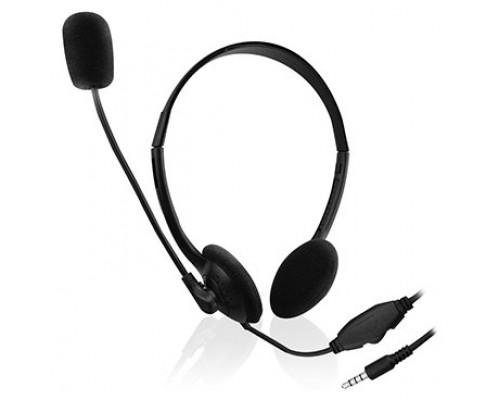 AURICULARES EWENT CHAT MICROFONO-CONTROL DE VOLUMEN CABLE 2M-1 CONECTOR 3.5 MM