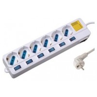 REGLETA EWENT 6 TOMAS SHUKO VERSION BLANCA 16A CON INTERRUPTOR ON/OFF 1.5M