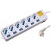 REGLETA EWENT 6 TOMAS SHUKO VERSION BLANCA 16A CON INTERRUPTOR ON/OFF 1.5M