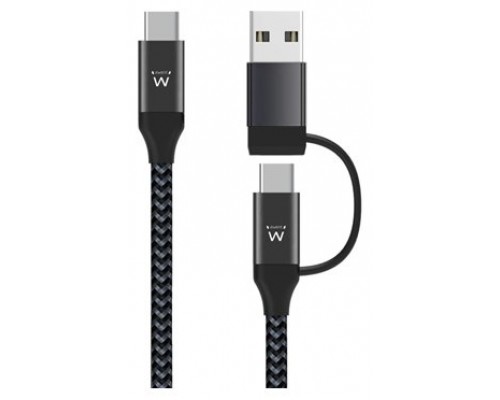 EWENT EW9918 Cable de carga usb-C a usbA/B 2 en 1