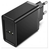 CARGADOR PARED 12W USB-A 2.4A NEGRO VENTION