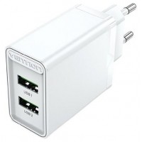 CARGADOR PARED 18W 2xUSB-A 3A BLANCO VENTION