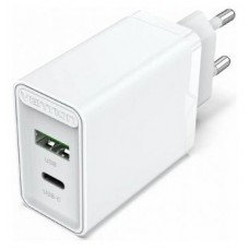 CARGADOR PARED USB-C/PD + USB-A/QC 20W BLANCO VENTION