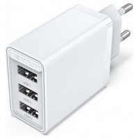 CARGADOR PARED/VIAJE 3xUSB-A 12W BLANCO VENTION