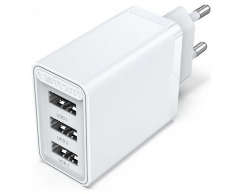 CARGADOR PARED/VIAJE 3xUSB-A 12W BLANCO VENTION