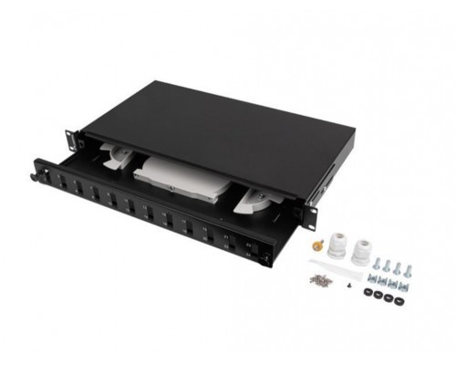 PATCH PANEL LANBERG 1U 19" FIBRA OPTICA 12 PTS SC DUPLEX O 12 LC QUAD BK+ACC
