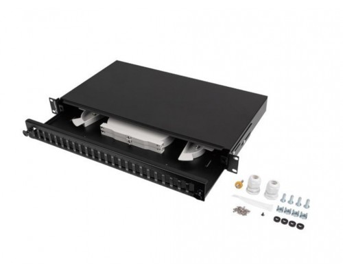 PATCH PANEL LANBERG 1U 19" FIBRA OPTICA 24 PTS SC DUPLEX O 24 LC QUAD BK+ACC