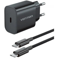 CARGADOR PARED 20W USB-C + CABLE USB-C A LIGHTNING NEGRO VENTION-4AA CARGADOR PARED 20W USB-C + CABLE USB-C A LIGHTNING NEGRO VENTION