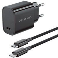 CARGADOR PARED 30W USB-C + CABLE USB-C NEGRO VENTION-6AA CARGADOR PARED 30W USB-C + CABLE USB-C NEGRO VENTION