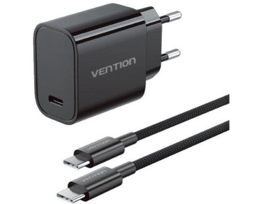 CARGADOR PARED 30W USB-C + CABLE USB-C NEGRO VENTION-AA6 CARGADOR PARED 30W USB-C + CABLE USB-C NEGRO VENTION