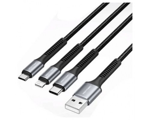 CABLE USB-A A USB-C - LIGHTNING/M - MICROUSB/M 1.2 M NEGRO VENTION