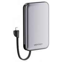 POWER BANK 10000mAh 20W WIRELESS + CABLE TYPE-C/LIGHTNING NEGRO VENTION