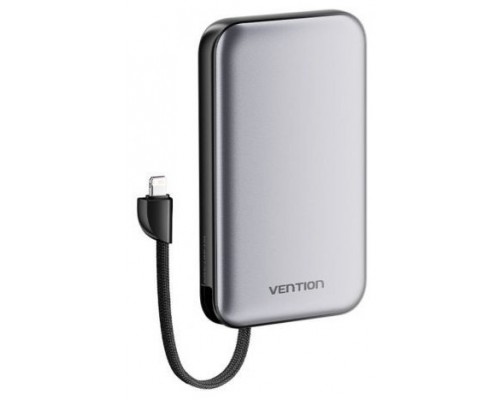 POWER BANK 10000mAh 20W WIRELESS + CABLE TYPE-C/LIGHTNING NEGRO VENTION