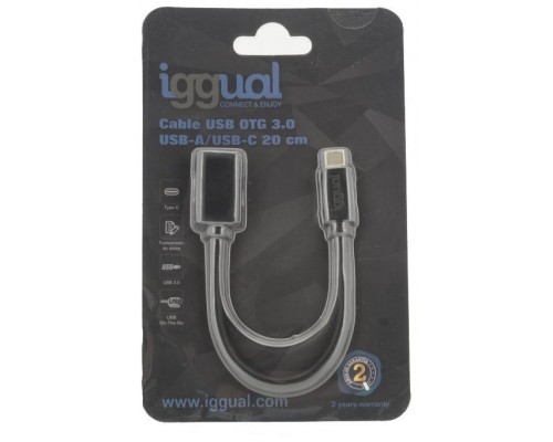 iggual Cable USB OTG 3.0 USB-A/USB-C 20 cm negro