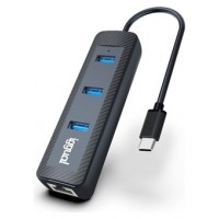 iggual Hub tipo C x 3 puertos USB 3.1+RJ45 CARBON