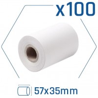 Pack 100 rollos papel térmico datáfono 57x35 mm