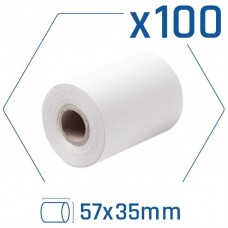 Pack 100 rollos papel térmico datáfono 57x35 mm