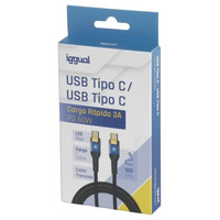 iggual Cable USB-C a tipo C 3A 100 cm trenzado LED-2IA iggual Cable USB-C a tipo C 3A 100 cm trenzado LED