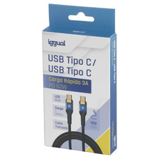 iggual Cable USB-C a tipo C 3A 100 cm trenzado LED-IA2 iggual Cable USB-C a tipo C 3A 100 cm trenzado LED