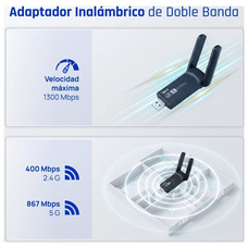 iggual Adaptador USB Wifi 1300 Mbps dual 2.4G/5G