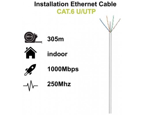 Ewent Bobina cable red Cat. 6 U/UTP, LSZH, 305mt