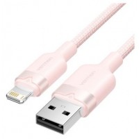 CABLE 2.0 USB A LIGHTNING TRENZADO 1 M ROSA VENTION