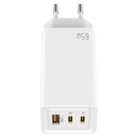 CARGADOR PARED/VIAJE GaN 2xUSB-C/PD + USB-A 65W BLANCO LEOTEC