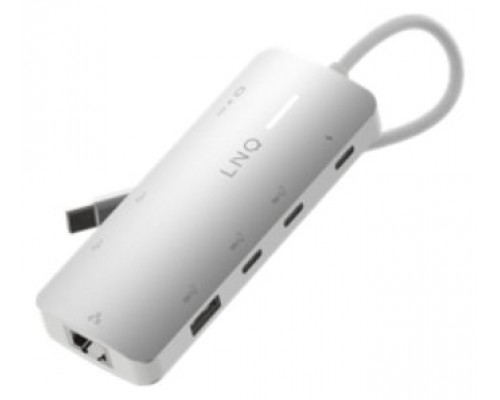 HUB 8 PUERTOS 8K PRO USB-C 140W GRIS LINQ