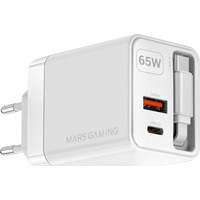 CARGADOR USB PARED USB-C + USB-A GaN 65W BLANCO MARS GAMING-11AA CARGADOR USB PARED USB-C + USB-A GaN 65W BLANCO MARS GAMING